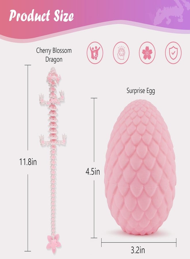 Outgoto 3D Printed Dragon Egg - 12in Articulated Cherry Blossom Dragon Figurine, Fidget Toy & Desk Decor, Flexible Fantasy Collectible Gift for Adults, Teens & Anime Fans - Image 4